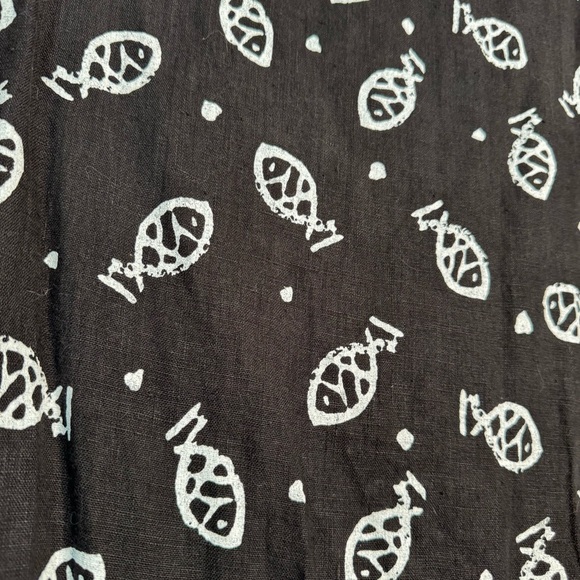 Soft As a Grape Cape Cod Tropical Fish 100% Linen Black Maxi Dress XL D16 - Picture 8 of 10